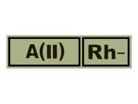 Шеврон PVCZNAK PC0054B-OD ПВХ (PVC) с велкро Группа крови A(II) Rh- 130 х 30 мм (черный на темно-оливковом)