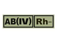 Шеврон PVCZNAK PC0056B-OD ПВХ (PVC) с велкро Группа крови AB(IV) Rh- 130 х 30 мм (черный на темно-оливковом)