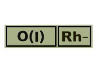 Шеврон PVCZNAK PC0060B-OD ПВХ (PVC) с велкро Группа крови 0(I) Rh- 130 х 30 мм (черный на темно-оливковом)