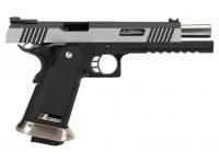 Пистолет WE-H018WETB2-2TSV Colt M1911 Hi-Capa 6 (металл, длинная рамка) Two Tone Silver - вид справа, затвор сдвинут назад