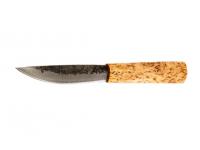 Нож Якутский Средний, кованый дол, дамасская сталь, береза