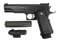 Модель пистолета COLT1911PD с глушителем и ЛЦУ (Galaxy) G.6A комплектация