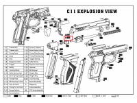 Фиксатор шариков пулеприемника Crosman C11 на взрыв-схеме