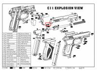 Пружина задвижки пулеприемника Crosman С11 взрыв-схема